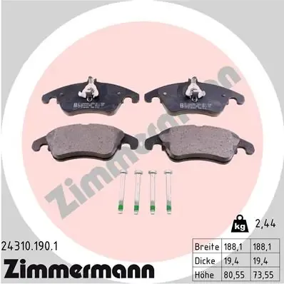 Передние тормозные колодки 243101901 Zimmermann