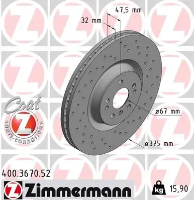 Передние тормозные диски 400367052 Zimmermann