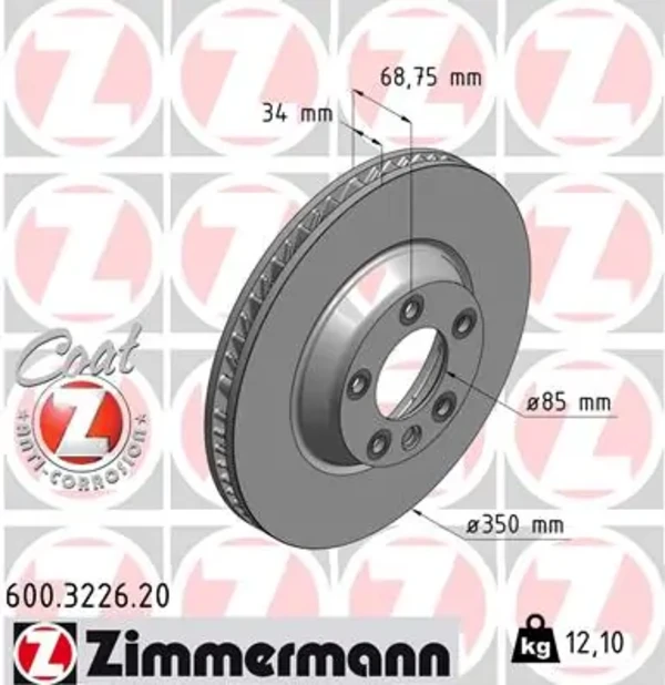 Диск тормозной передний ZIMMERMANN 600322620