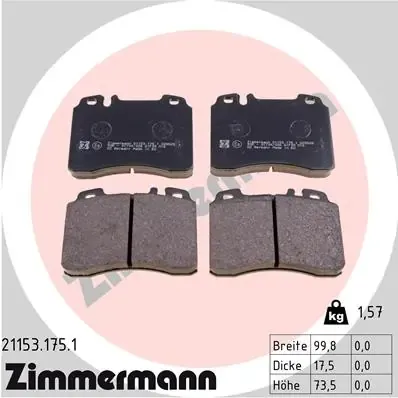 Передние тормозные колодки 211531751 Zimmermann