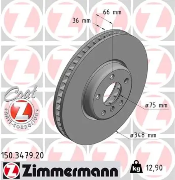 Диск тормозной передний ZIMMERMANN 150347920