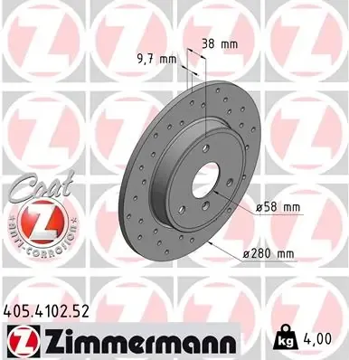Передние тормозные диски 405410252 Zimmermann
