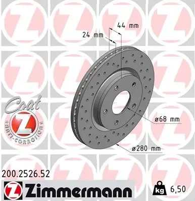 Передние тормозные диски 200252652 Zimmermann
