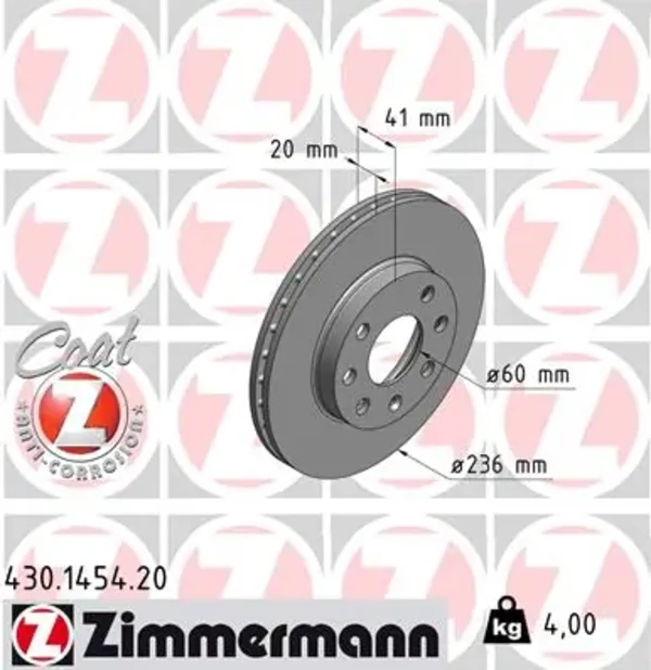 Передние тормозные диски 430145420 Zimmermann