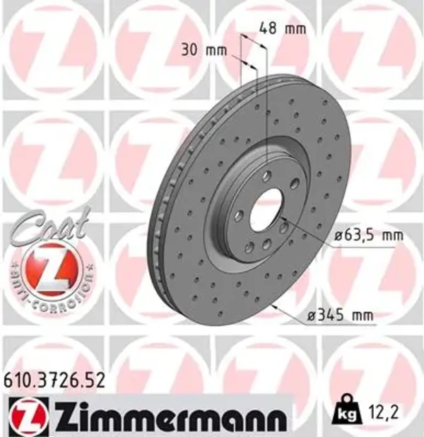 Передние тормозные диски 610372652 Zimmermann