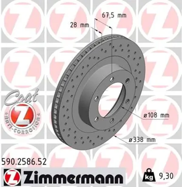 Передние тормозные диски 590258652 Zimmermann