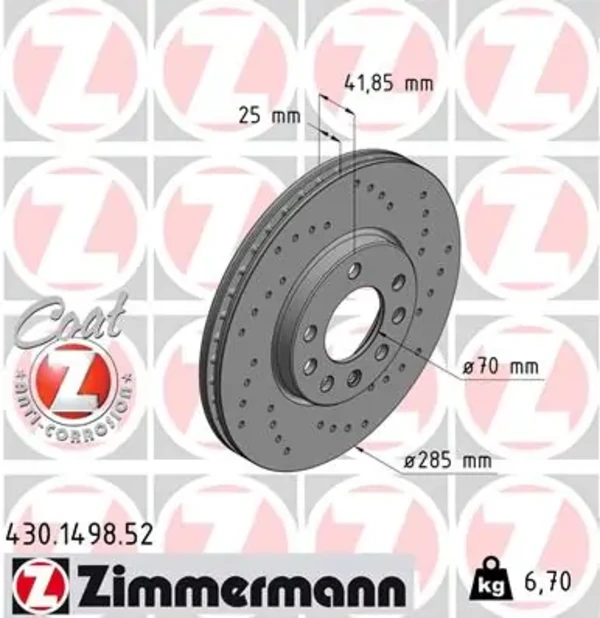 Передние тормозные диски 430149852 Zimmermann