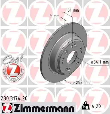 Тормозные диски 280317420 Zimmermann