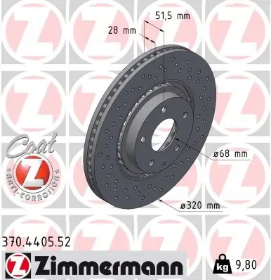 Передние тормозные диски 370440552 Zimmermann