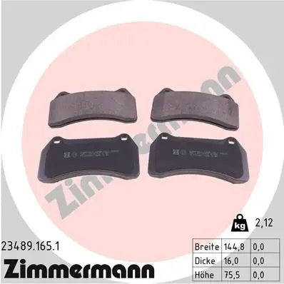Передние тормозные колодки 234891651 Zimmermann