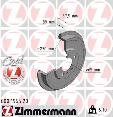 Тормозной барабан 600196520 Zimmermann