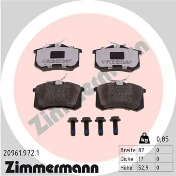 Задние тормозные колодки 209619721 Zimmermann