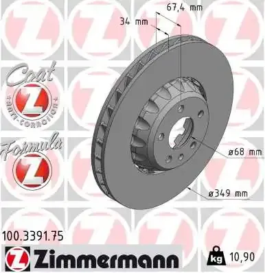 Передние тормозные диски 100339175 Zimmermann
