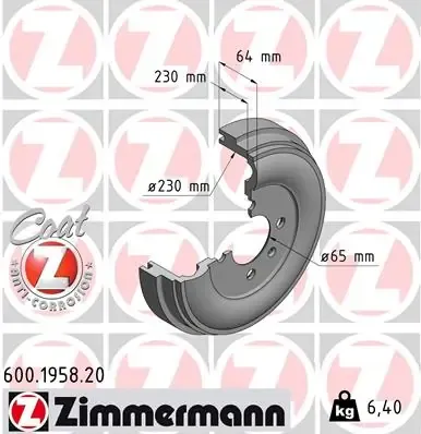 Тормозной барабан 600195820 Zimmermann