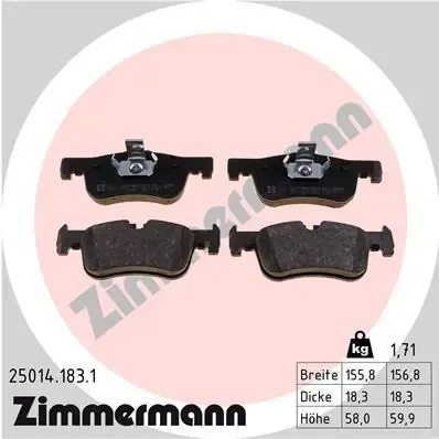 Передние тормозные колодки 250141831 Zimmermann