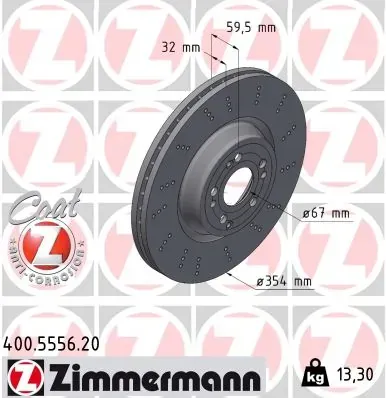 Передние тормозные диски 400555620 Zimmermann