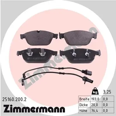Передние тормозные колодки 251602002 Zimmermann
