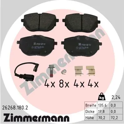 Передние тормозные колодки 262681802 Zimmermann