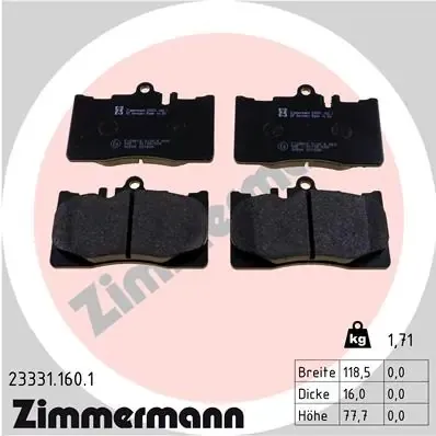 Передние тормозные колодки 233311601 Zimmermann