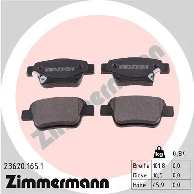 Задние тормозные колодки 236201651 Zimmermann