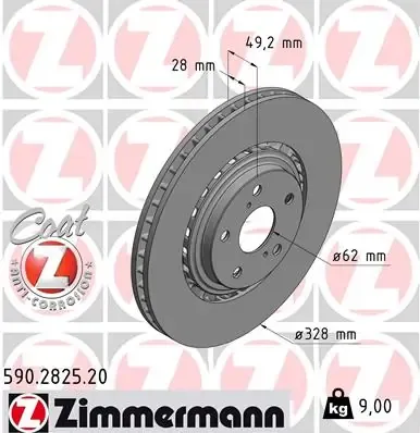 Передние тормозные диски 590282520 Zimmermann