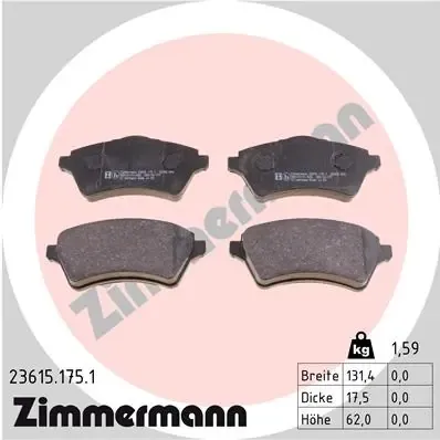 Передние тормозные колодки 236151751 Zimmermann