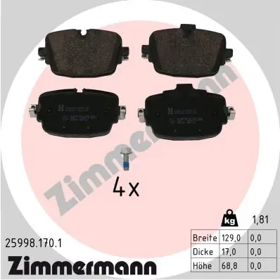 Задние тормозные колодки 259981701 Zimmermann