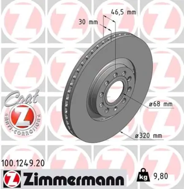 Передние тормозные диски 100124920 Zimmermann