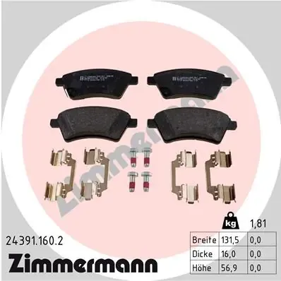 Передние тормозные колодки 243911602 Zimmermann