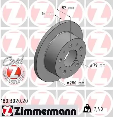 Тормозные диски 180302020 Zimmermann