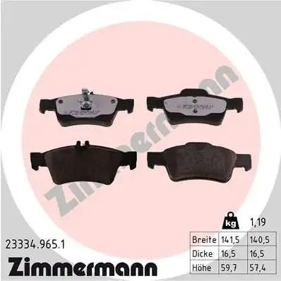 Задние тормозные колодки 233349651 Zimmermann