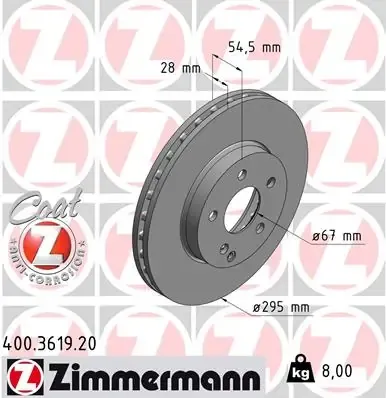 Передние тормозные диски 400361920 Zimmermann