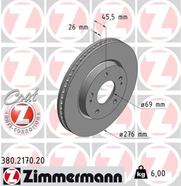 Диск тормозной передний ZIMMERMANN 380217020