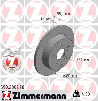 Тормозные диски 590280120 Zimmermann