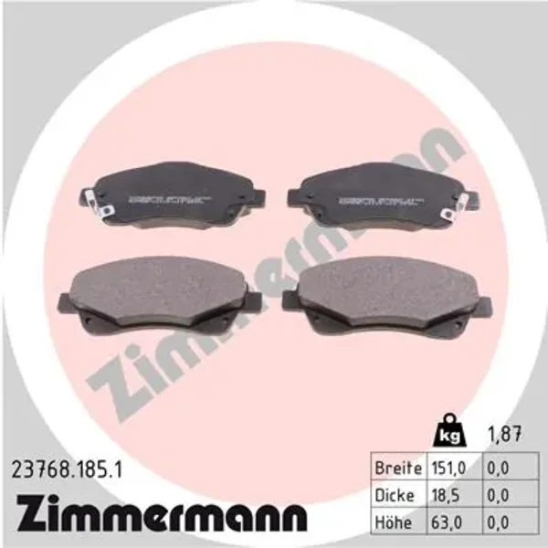 Передние тормозные колодки 237681851 Zimmermann
