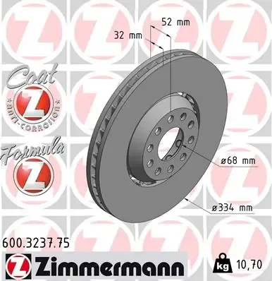Передние тормозные диски 600323775 Zimmermann