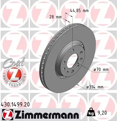 Передние тормозные диски 430149920 Zimmermann