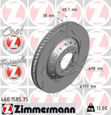 Передние тормозные диски 460158575 Zimmermann