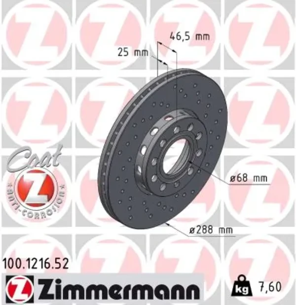 Передние тормозные диски 100121652 Zimmermann