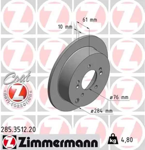 Тормозные диски 285351220 Zimmermann