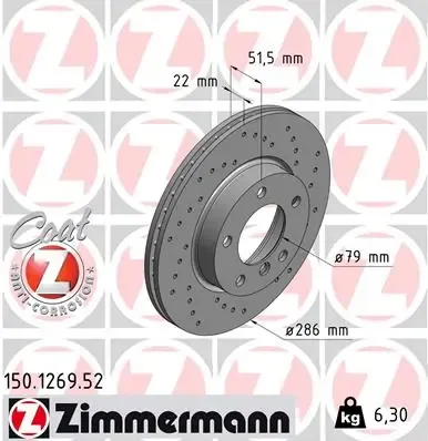 Передние тормозные диски 150126952 Zimmermann