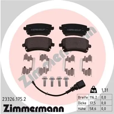 Колодки тормозные задние дисковые ZIMMERMANN 233261752