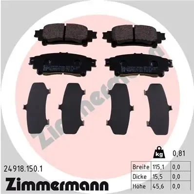 Задние тормозные колодки 249181501 Zimmermann