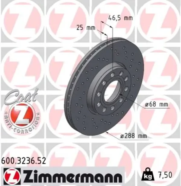 Передние тормозные диски 600323652 Zimmermann