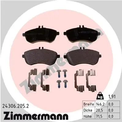 Передние тормозные колодки 243062052 Zimmermann