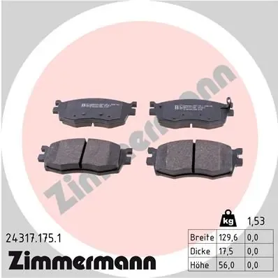 Передние тормозные колодки 243171751 Zimmermann