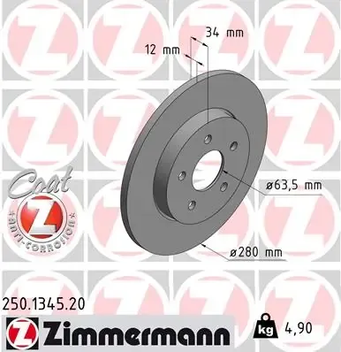 Тормозные диски 250134520 Zimmermann