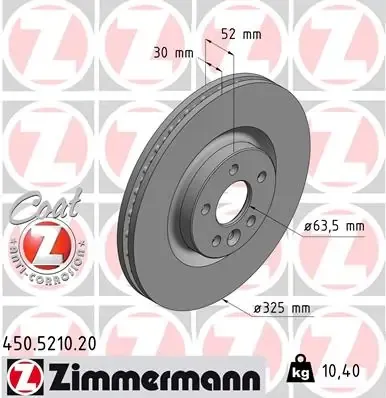Передние тормозные диски 450521020 Zimmermann