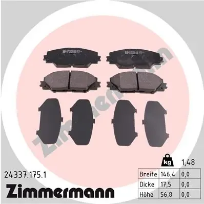 Передние тормозные колодки 243371751 Zimmermann