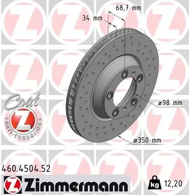 Передние тормозные диски 460450452 Zimmermann